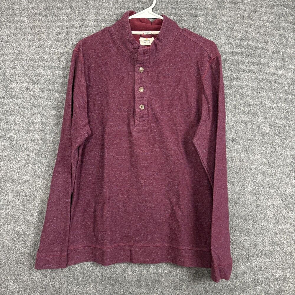 Marine Layer Sweater Mens Size L Cabernet Heather Clayton Textured Pullover
